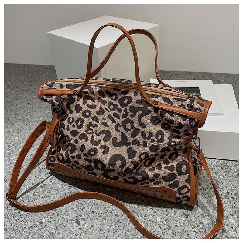 Handtaschen Große Kapazität im französischen Stil Damen 2023 Neue Tasche mit Leopardenmuster Einkaufstasche_voghion.com