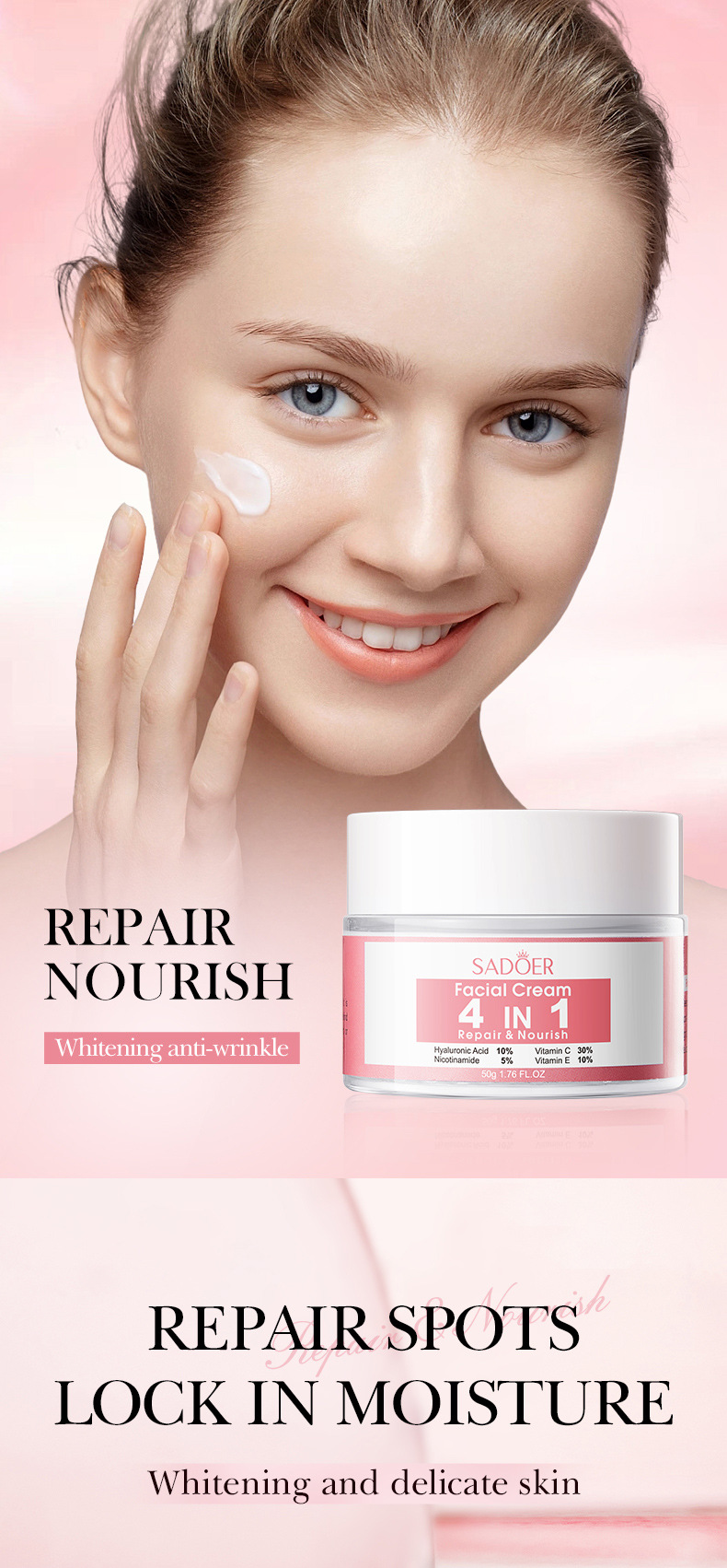 4-in-1 Moisturizing Skin Cream,Face cream 50g,anti wrinkle moist,nourish the skin,firming filling high_voghion.com