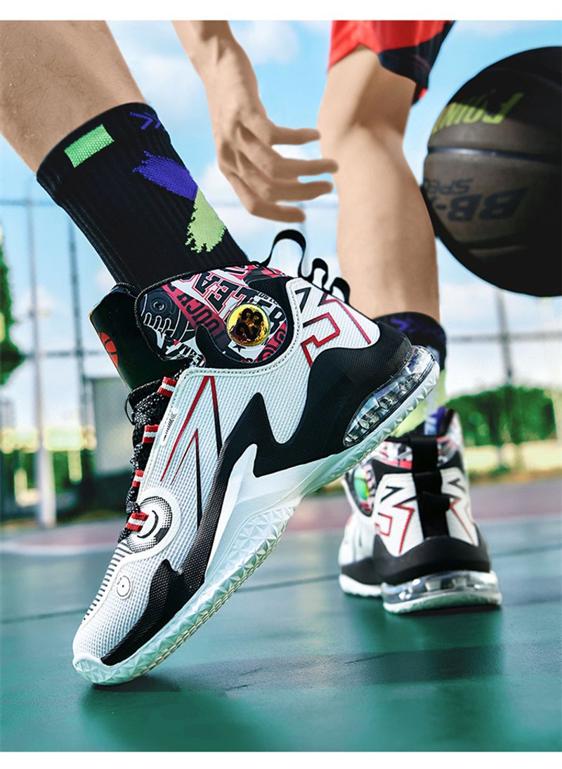 Air cushion high top basketball shoes men's mesh breathable professional training game sneakers trend_voghion.com