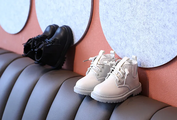 Kinder Leder Wasserdichte Kinder Turnschuhe Schwarz Weiß für Baby Mädchen Stiefel Kleinkind Jungen Schuhe Cutefeet Schule_voghion.com