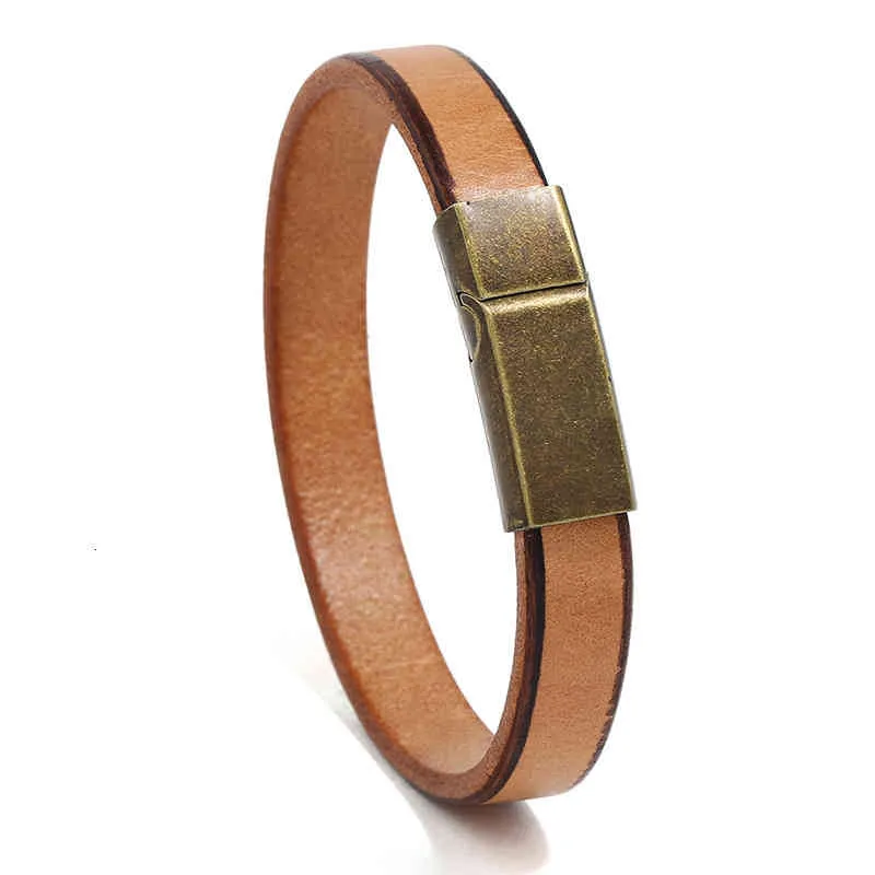 Bracciale da uomo in pelle intrecciata marrone punk con chiusura magnetica in acciaio inossidabile, alla moda, da 20,5 cm, regalo_voghion.com