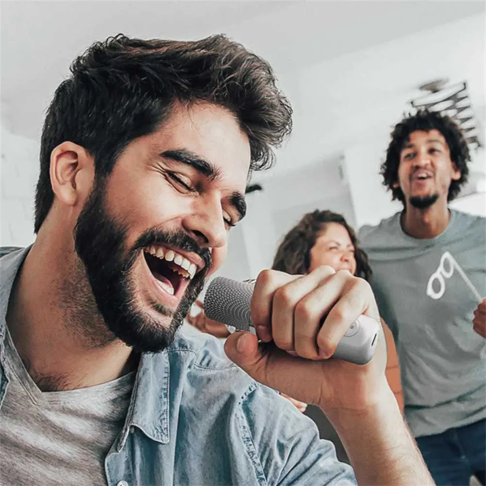 Karaoke Hine With Dual Microphones Portable Bluetooth Speaker Studio Subwoofer AUX TF Card U Disk Player Home Family_voghion.com