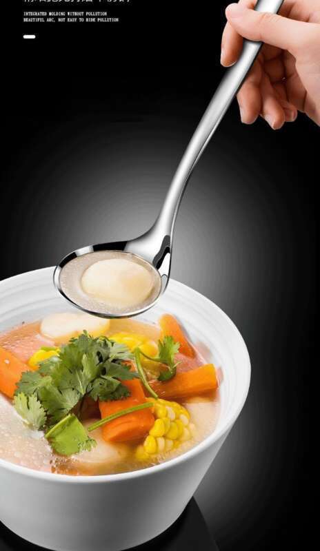 Thickened 316 Stainless Steel Leaky Household Hot Pot Spoon, Long Handled Drinking Soup, Spoon Set For Serving Soup_voghion.com