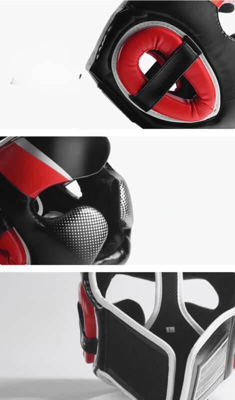 Casque de boxe en BN épais, offrant une protection complète pour le combat Sanda sans angle mort._voghion.com