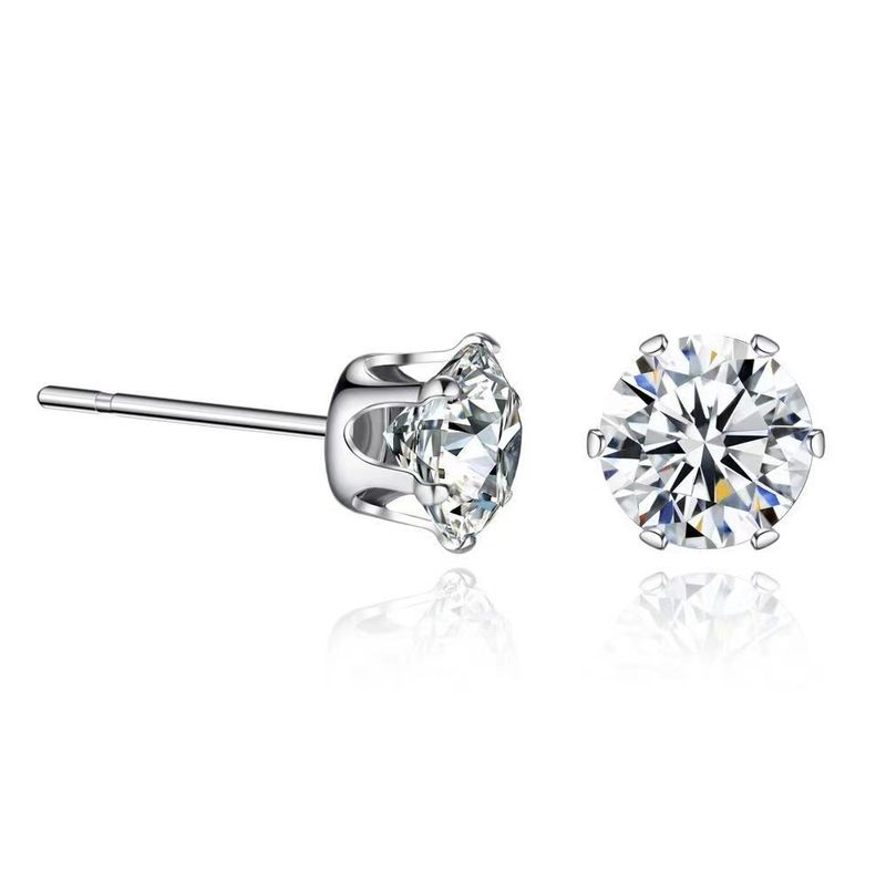 Super flash size simple small bone studs ear hole unisex advanced zircon earrings_voghion.com
