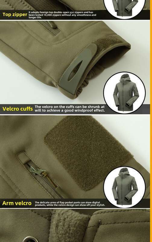 【 Well - Reviewed】 Outdoor Shark Skin Assault Set For Men, Autumn Winter Fleece Jacket, Soft Shell_voghion.com
