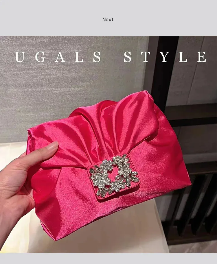 Elegante borsa da sera in raso pochette e borsa a tracolla_voghion.com