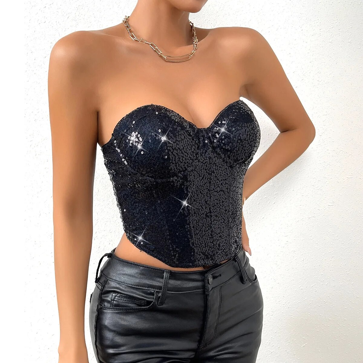 Reggiseno corsetto da donna europeo e americano, lingerie a spina di pesce, reggiseno con paillettes, biancheria intima push-up per ragazza piccante_voghion.com