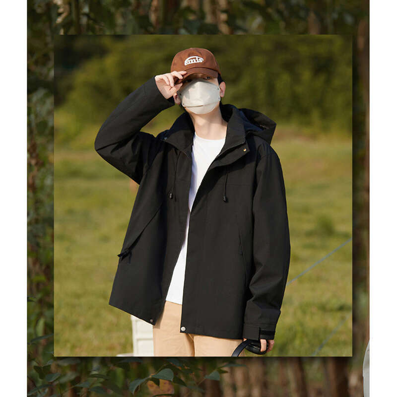 Spring Autumn New Outdoor Splicing Color Contrast For Couples, Windproof, Waterproof, Loose, Thin, Men's And Women's_voghion.com