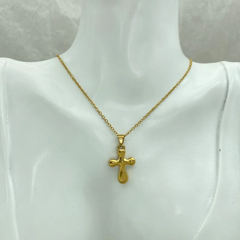 Kadınlar İçin Altın Kaplama Paslanmaz Çelik Kolye Haç Kalp Kaldırma Ağacı Basit Stil_voghion.com
