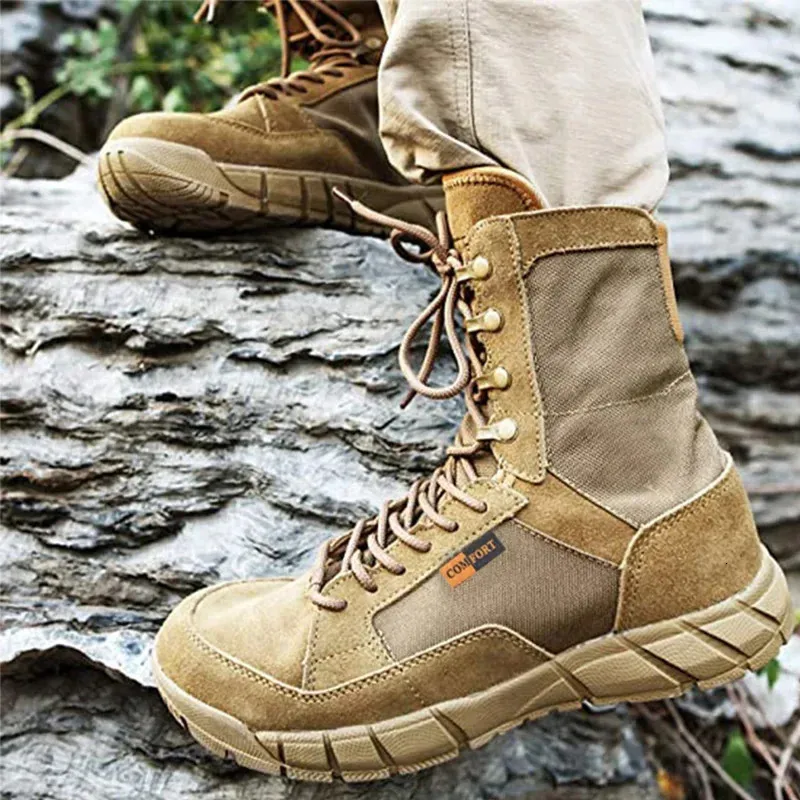 Quality Outdoor Hiking Shoes Desert High Tactical Mens Soldier Combat Boots 240628_voghion.com