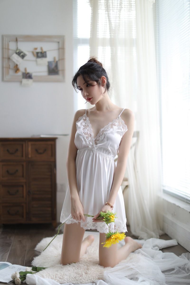 Camicia da notte sexy in pizzo trasparente costume role play_voghion.com