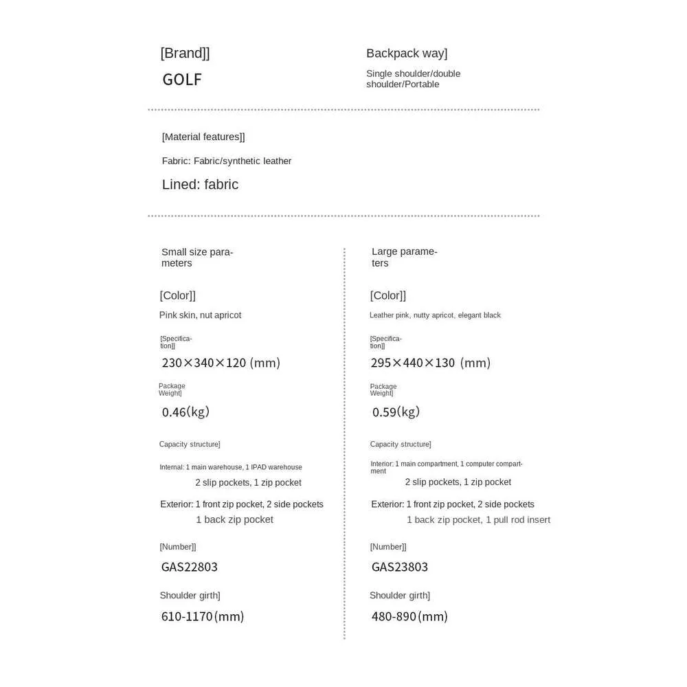 GOLF Zaino Donna Zaino Nylon Impermeabile Notebook 15 6 Pollici Elegante Antifurto Carino Piccolo Zaino Borsa_voghion.com