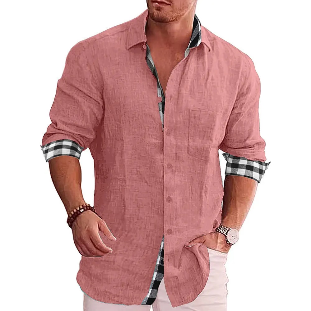Camicie da uomo Abbigliamento Semplice Maniche lunghe Abiti firmati Camicetta normale Soial Fashion Camicia bianca Cotone e lino_voghion.com