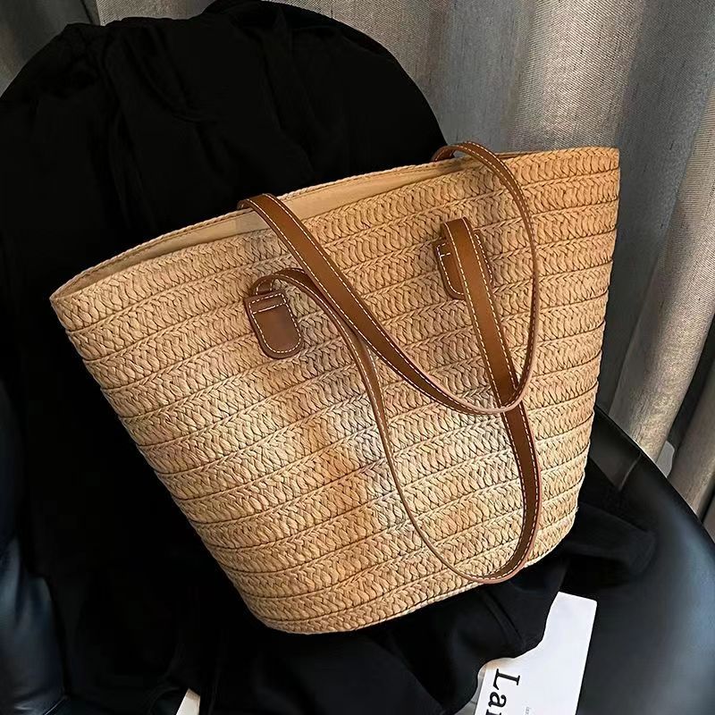 Borsa da spiaggia retrò con tracolla singola in corda di carta intrecciata da donna_voghion.com