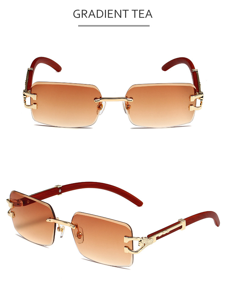 Neue Sonnenbrille mit Leopardenkopf und Holzmaserung für Damen und Herren, doppelstrahlige, diamantbesetzte explosive Brille_voghion.com