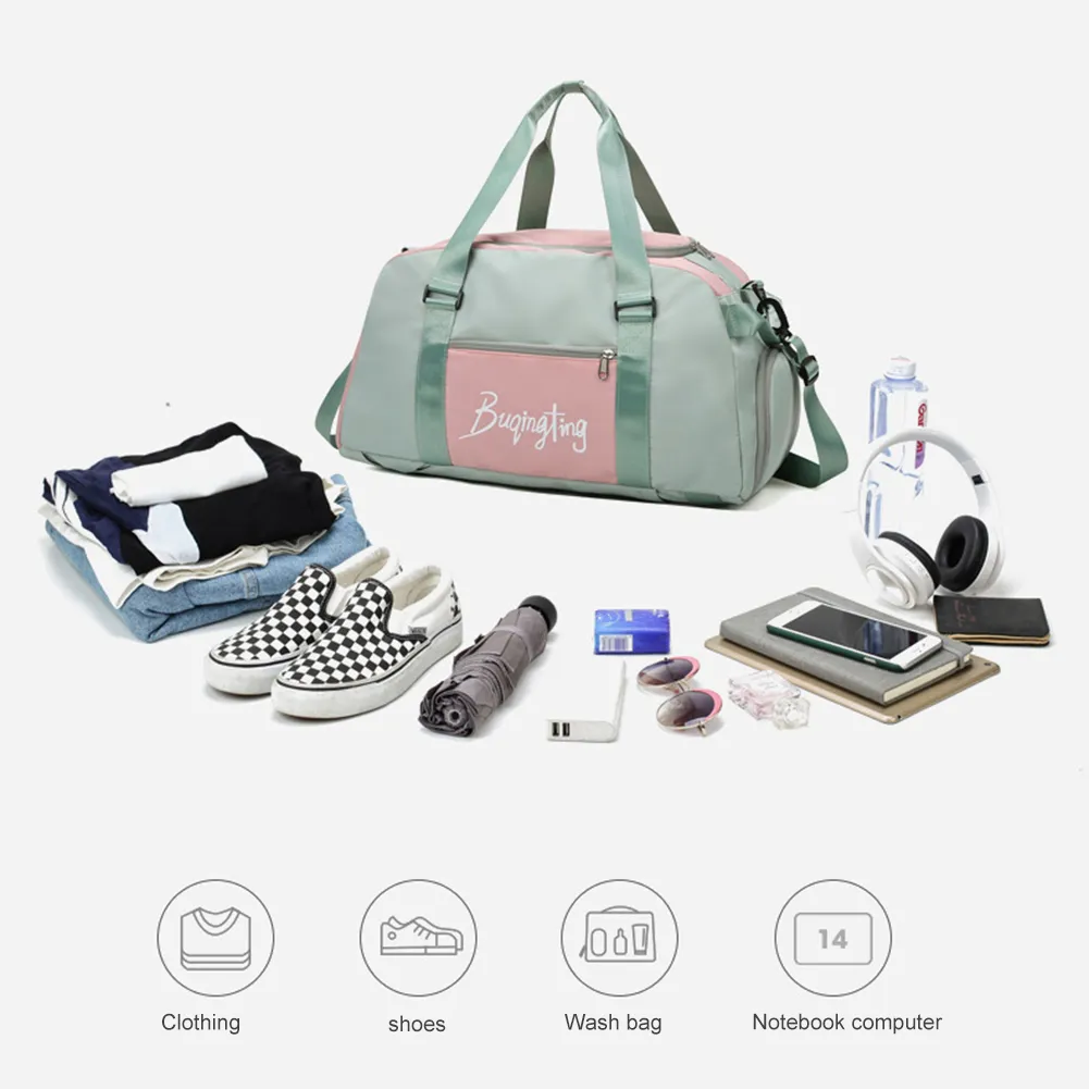 Gym Handbags Fiess Shoulder Men Women Oxford Sport Yoga Backpack Travel Tote Bag With Shoe Compartment_voghion.com
