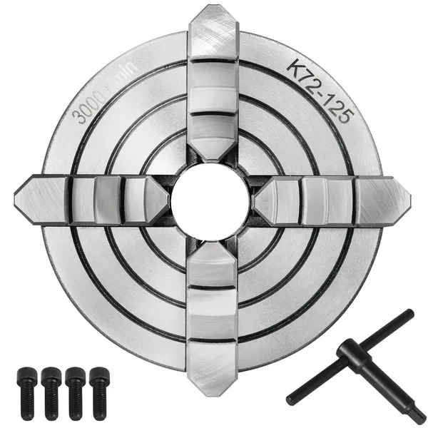 K72-125 Mandrino per tornio da 5 pollici con griffe reversibili indipendenti da 125 mm, accessori per tornio per metalli, mini tornio per metalli, mandrino per tornio a 4 griffe_voghion.com