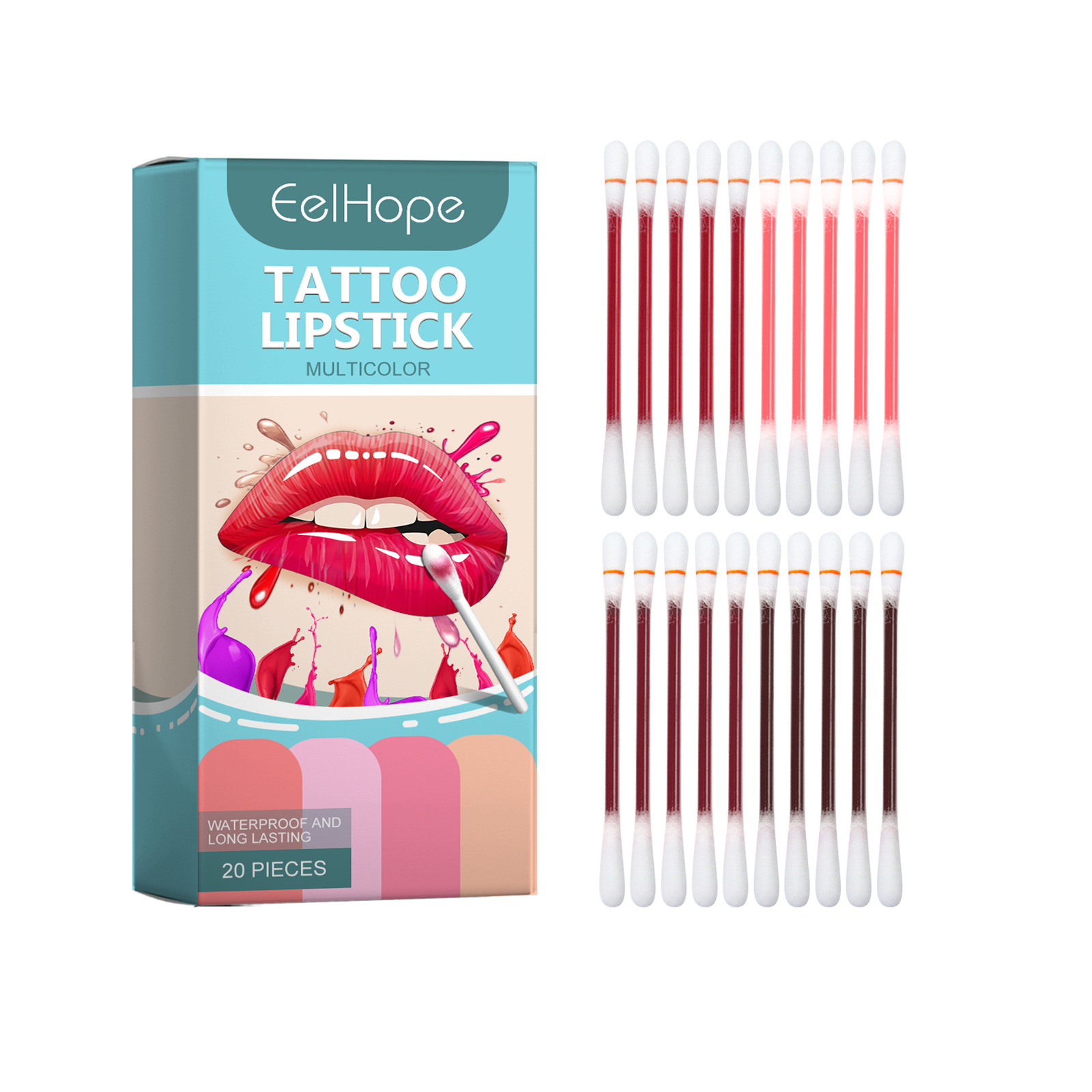 Eelhope Wattestäbchen-Lippenbalsam, langanhaltende Feuchtigkeitspflege, farbechter Lippenstift, tragbarer, feuchtigkeitsspendender Einweg-Lippenbalsam_voghion.com