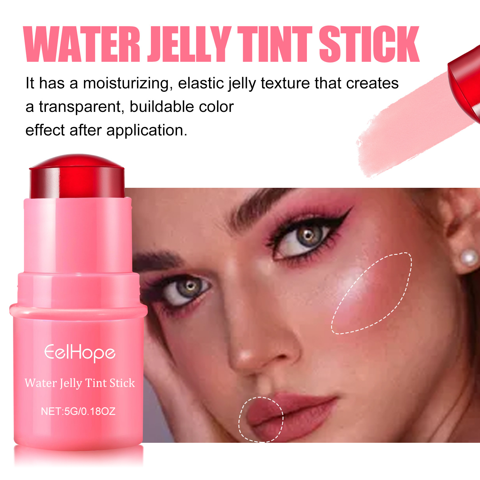 EELHOPE Stick Puder Rouge Aufhellung natürliche dauerhafte matte feuchtigkeitsspendende Lippenfarbe Make-up-Kombination_voghion.com