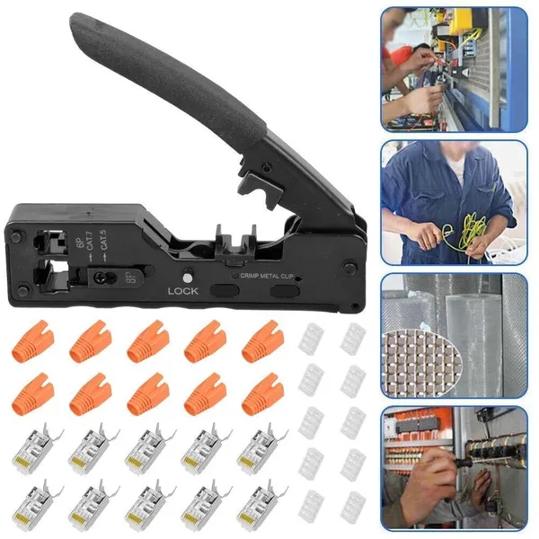 Rj45 Crimping Tool For Cat7 Cat6 Cat5 Network Cables And Wiring_voghion.com