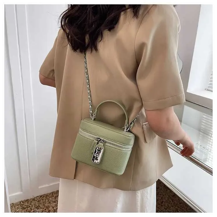 Süße Mini Pu Umhängetasche Solide Flap Box Kette Schulter für Frauen Casual Fashion Lady Commute Lock Messenger Bags_voghion.com