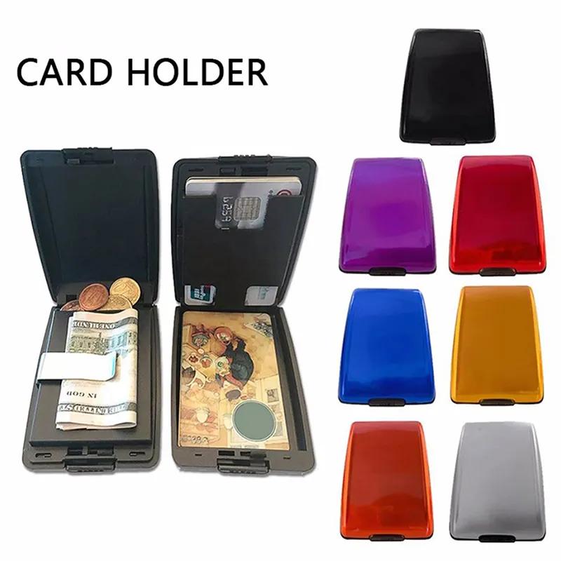 Card Unisex Protection Holder Business-Card New Metal Credit Blocking 1PC Anti-Scan Hard Case Wallet Solid Color_voghion.com