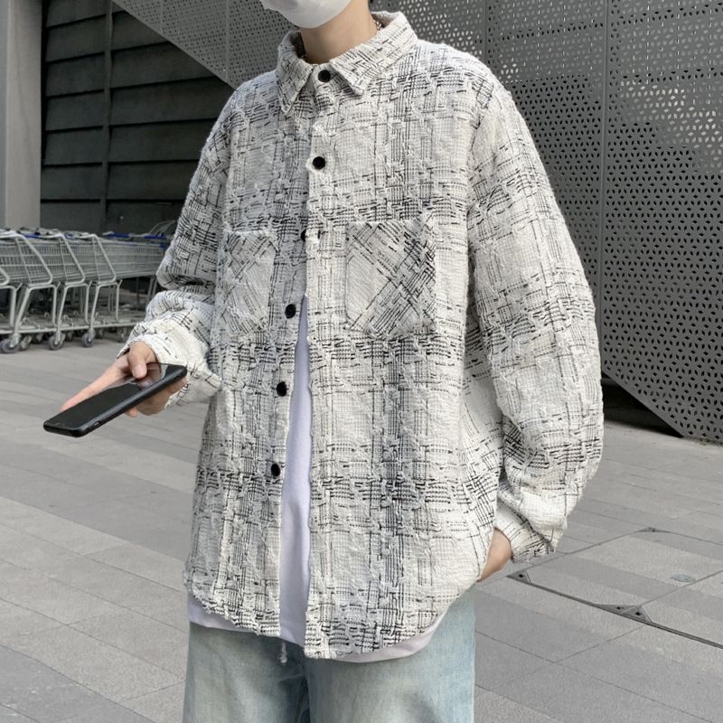 Kleie karierte Jacke im Duftstil für Herre, Frühlig Herbst, locker ud lässig, Paarhemd, vielseitig eisetzbar,_voghion.com