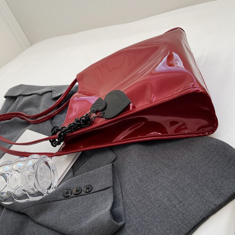 Einfarbig Lackleder Mode Schultertasche Damen Einfache Luxus Handtasche Geldbörse Lässig Reise Shopping Totes Sac A Main_voghion.com