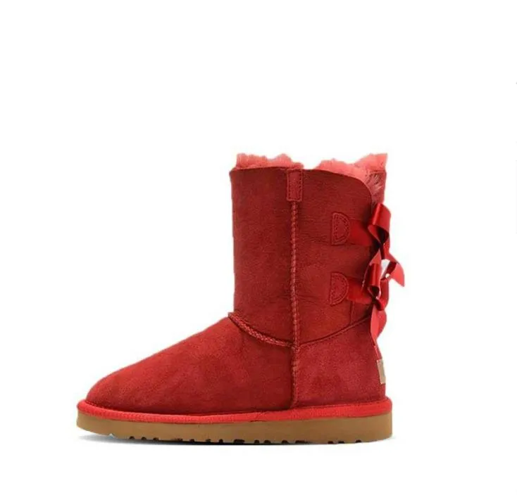 winter designer boots girl classic s women snow boot ankle short bow mini fur black chesut pink Bowtie womens shoes size_voghion.com
