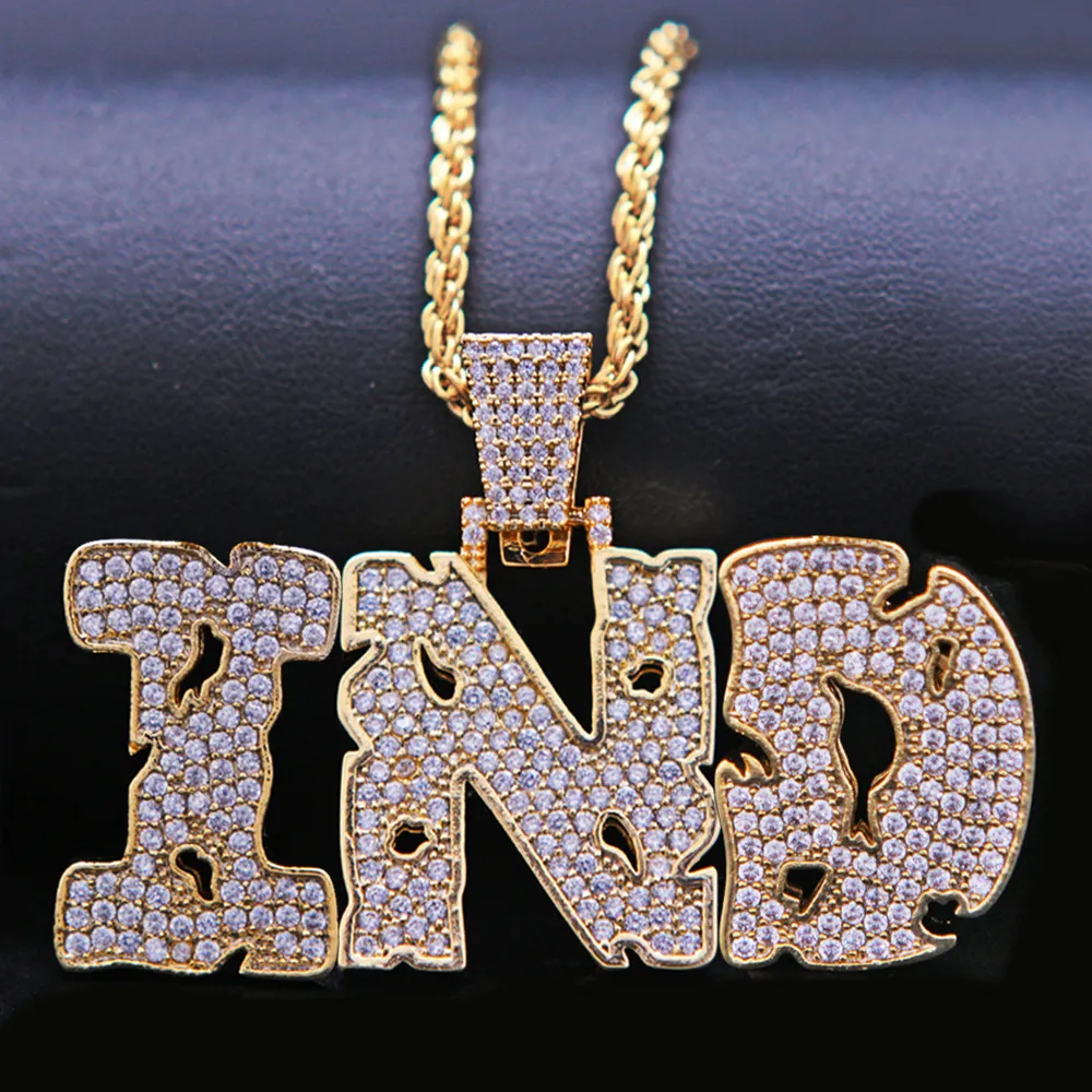 New personalized Diamond A-Z Initial Letter Custom Name Pendant Necklace Iced Out CZ Gold Plated Hiphop DIY Jewelry for_voghion.com