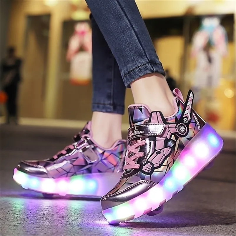 Sneakers Roller Skates 2 Wheels Shoes Glowing Lighted Led Children Boys Girls Kids Fashion Luminous Sports Boots Casual_voghion.com