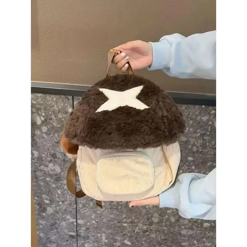 2024 New Cartoon Mushroom Autumn Winter Plush Doll Bag Christmas Gift Cute Anime Backpack_voghion.com