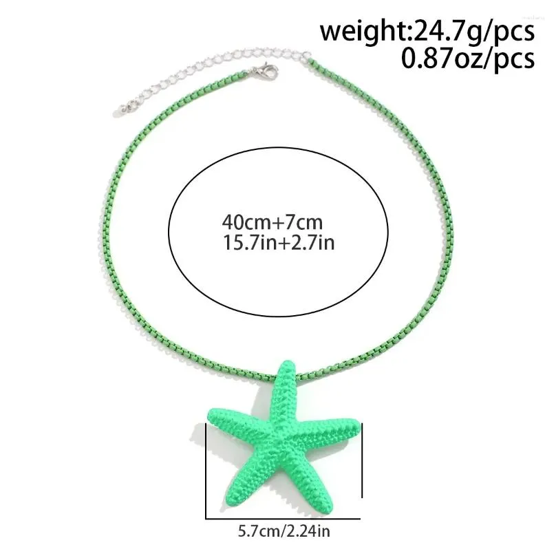 Pendant Necklaces Punk Boho Colorf Iron Chain Big Starfish Star Choker Necklace Women Creative Box Link Y2K Vacation_voghion.com