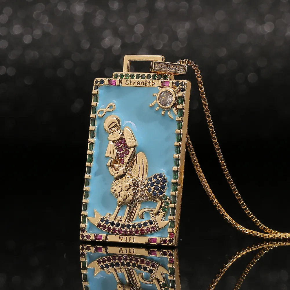 Collana con ciondolo carta dei tarocchi stile hip hop_voghion.com