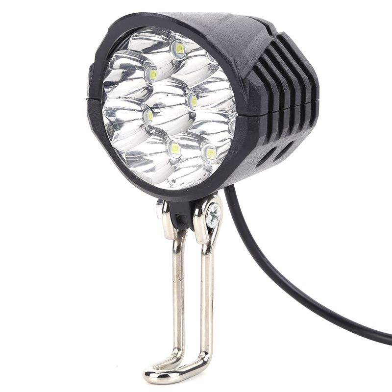 Feu avant LED pour vélo électrique 36/48/60 V avec klaxon 18 W 9 LED pour scooter électrique Phare haute puissance étanche pour vélo électrique_voghion.com