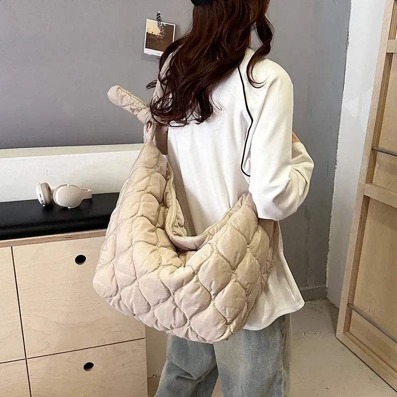 14barevná nylonová prošívaná taška s uzlovým ramenním popruhem, kabelka, velká kapacita, crossbody taška, dámské psaníčka 240823_voghion.com