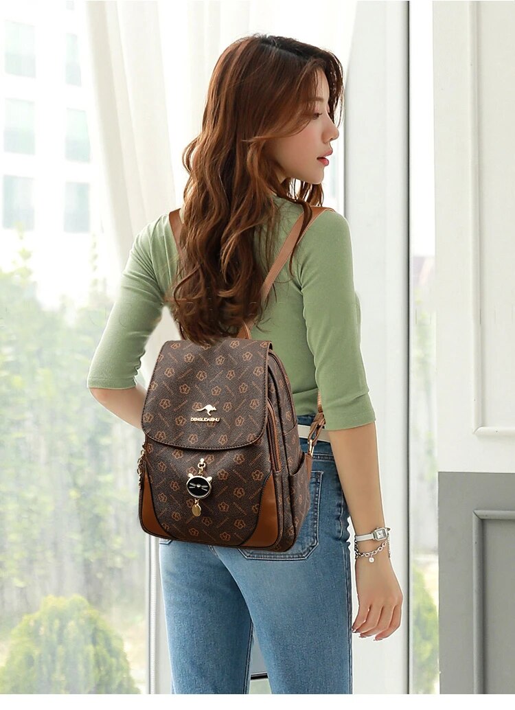 Sacs à bandoulière en cuir imprimé de grande capacité pour femmes, sac à dos Mochila Bolsas Femininas_voghion.com