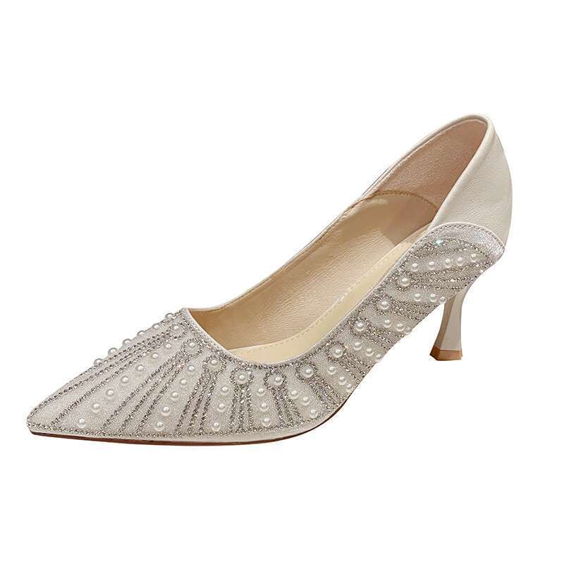 Escarpins à talons hauts pour femmes, Slim 2025 Printemps, Petit talon, Pieds non fatigués, Chaussures simples françaises à bout pointu_voghion.com