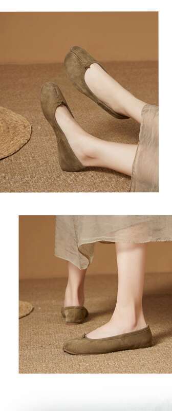 Patchwork Toe 2024 New Green Ballet Women's Shoe_voghion.com