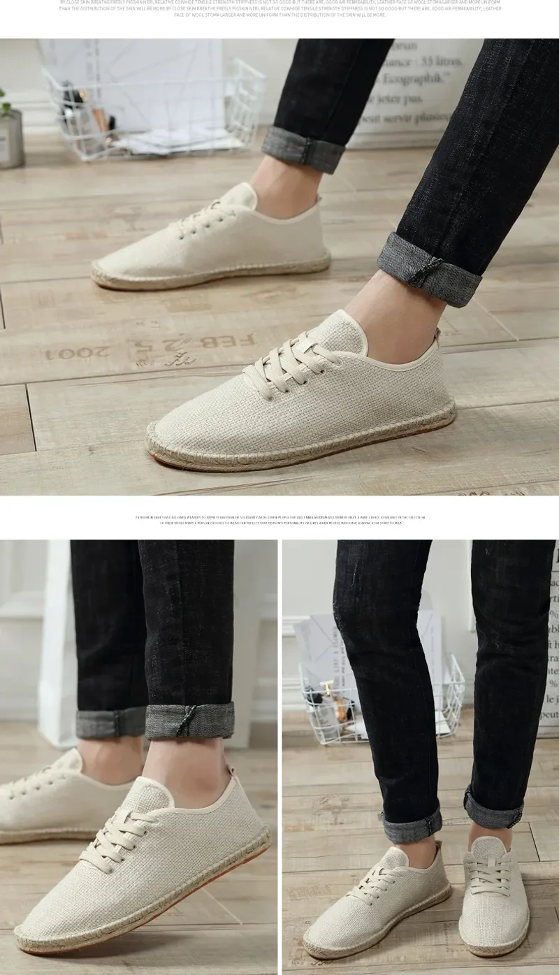 Shoes Summer Espadrilles Men Canvas New Breathable Fisherman Footwear Mens Slip on Loafers Large Size 47 Sneakers_voghion.com
