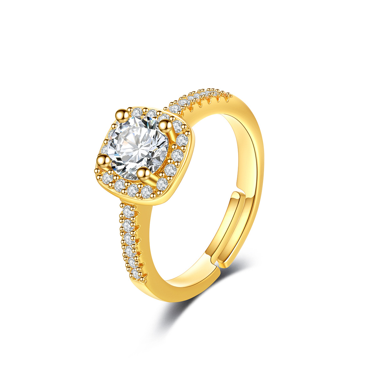 French High end Luxury Sugar Set Diamond Wedding Live Broadcast Adjustable Ring Women's Jewelry_voghion.com