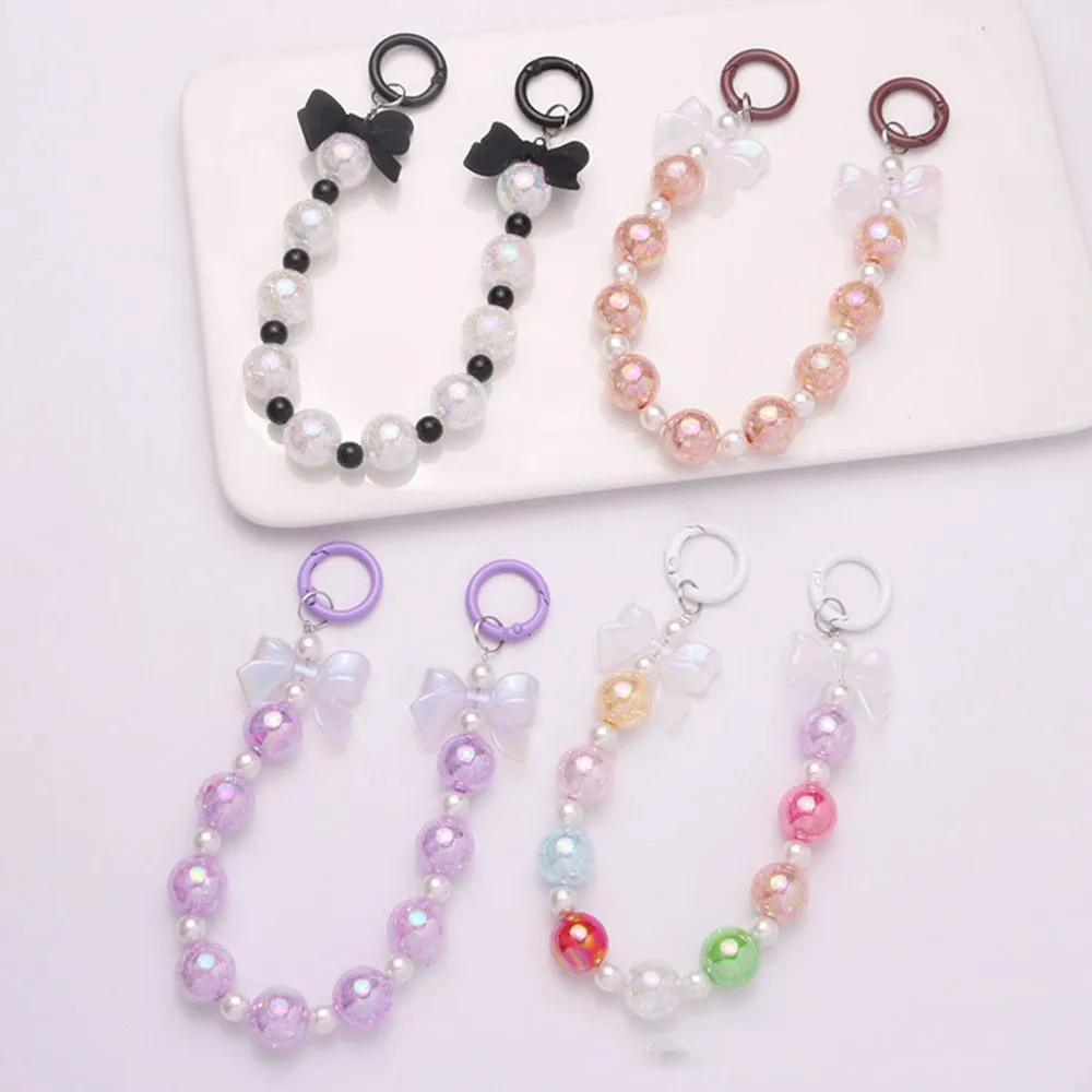 Niedliche Bowknot-Schlüsselanhänger für Frauen, süße, bunte Acrylperlen, Schlüsselanhänger, Tasche, Dekoration, Kopfhörerhülle, Anhänger, Zubehör_voghion.com