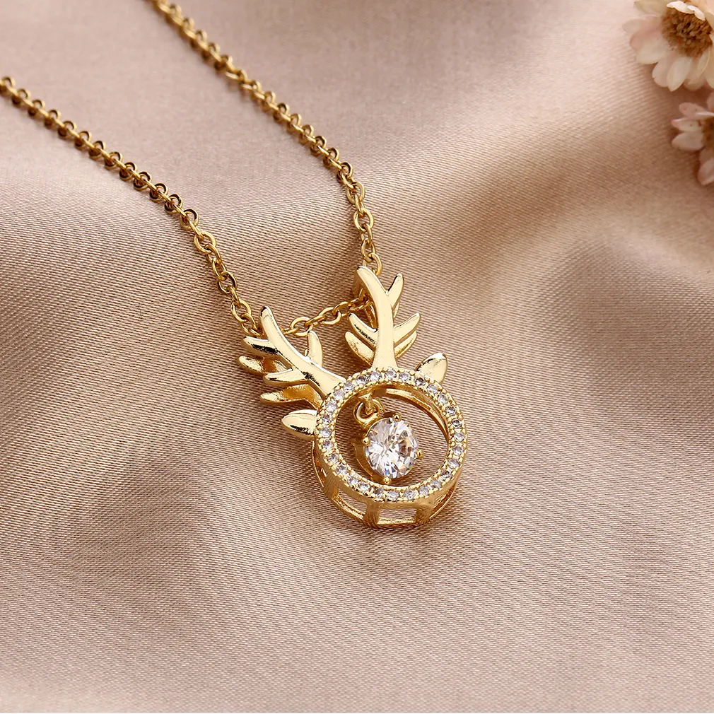 Collares colgantes de moda con forma de corazón azul brillante del océano para mujeres y niñas, color dorado, circonita cúbica, árbol de diamantes de imitación_voghion.com
