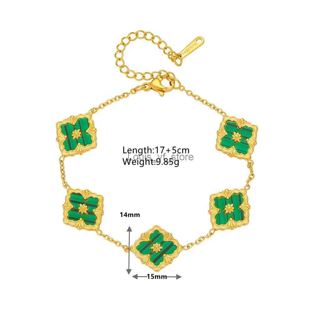 Pendant Necklaces Vintage 4 Leaf Flower Jewelry Set for Women Gift Fashion Stainless Steel Four Clover Charm Bracelet_voghion.com