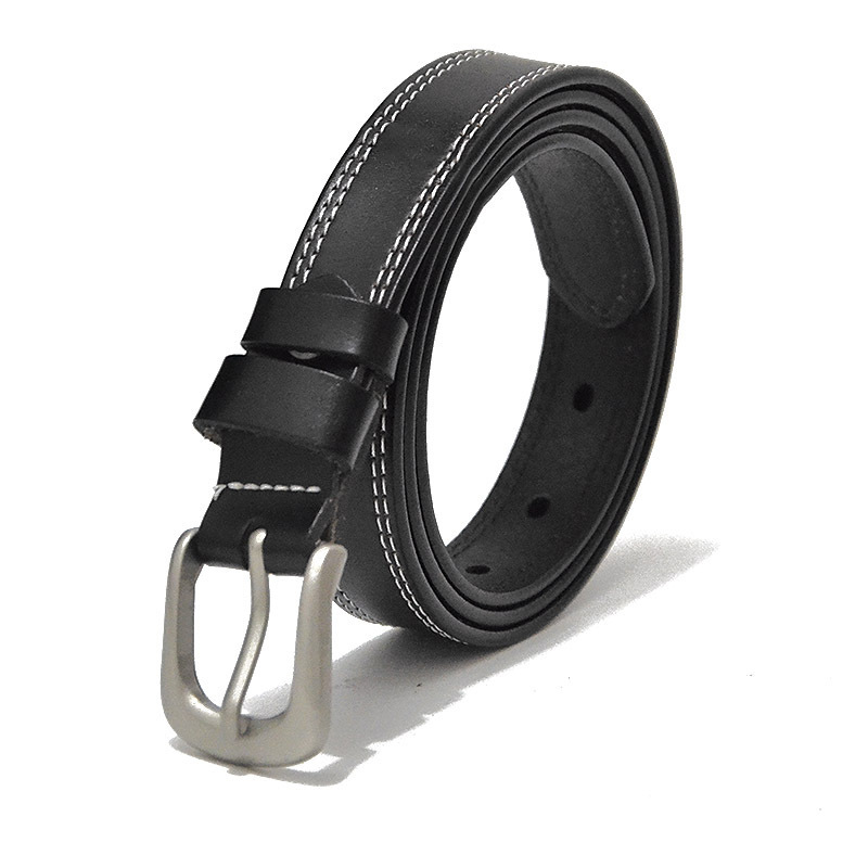 Cintura coreana classica da donna in pelle bovina alla moda con cuciture laterali, cintura per pantaloni con fibbia casual in pelle a due strati_voghion.com