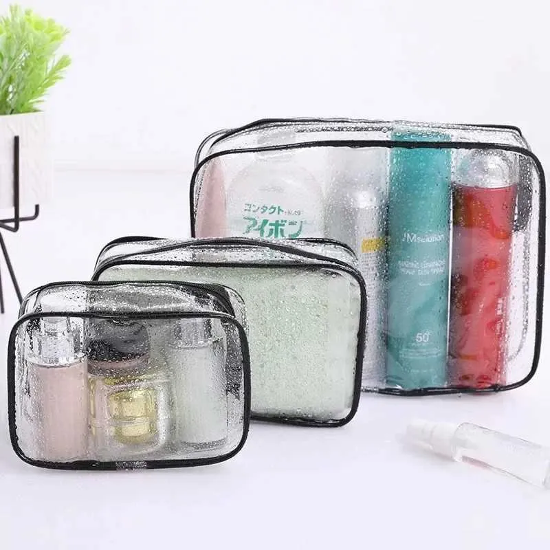 Simple PVC transparent waterproof storage box travel makeup organizer bathroom wash bag Y241023_voghion.com