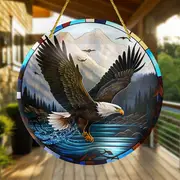 8" Weißkopfseeadler-Sonnenfänger - Buntes, rundes Acryl. Perfekte Sommerdekoration für Fenster/Veranda/Wand. Toller Kranz als Mittelstück oder Heimdekoration._voghion.com