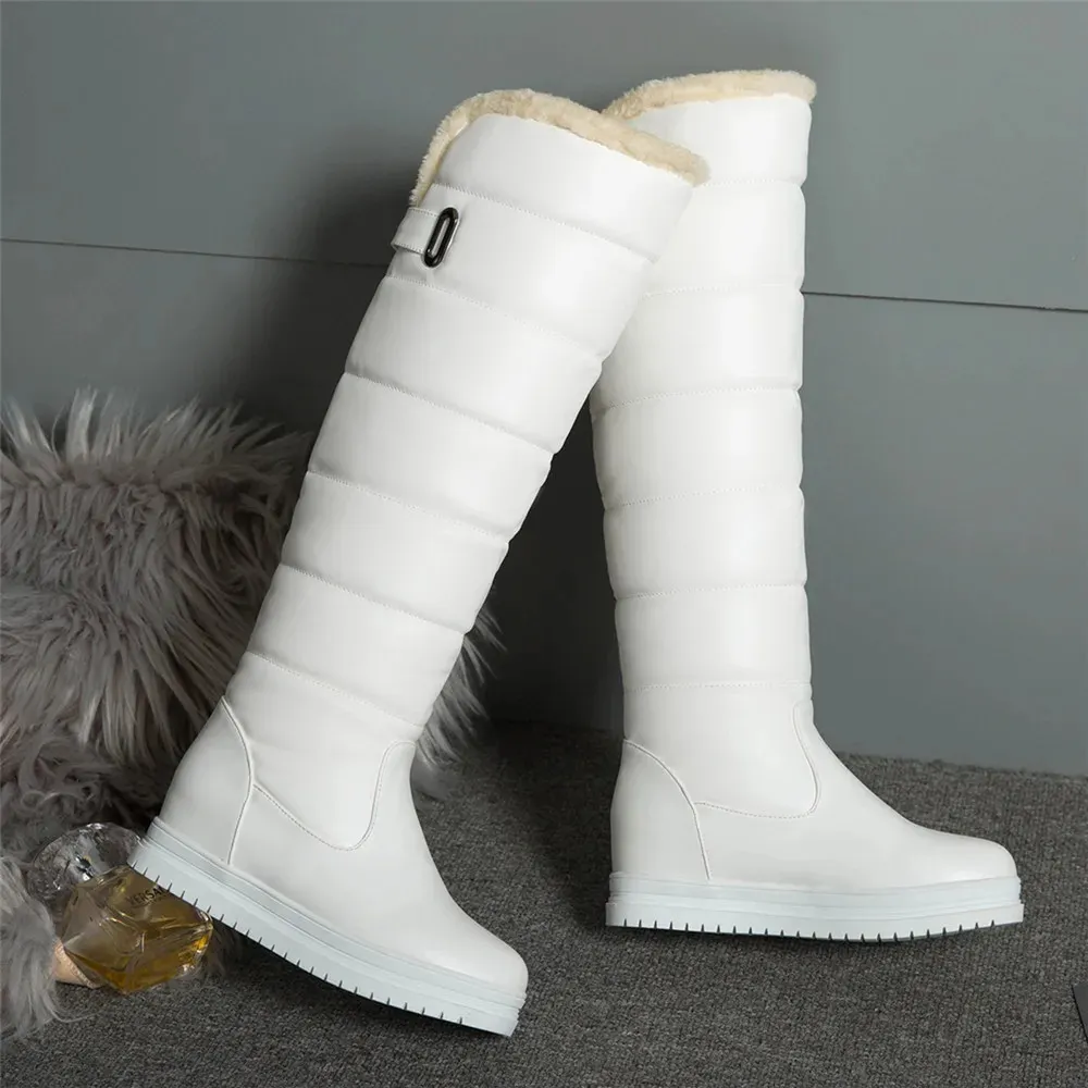 Stivali alti fino al ginocchio da donna con plateau, in peluche, modello MUJI, colore: rosa, bianco, caldi, invernali, taglia 34-43 240930_voghion.com