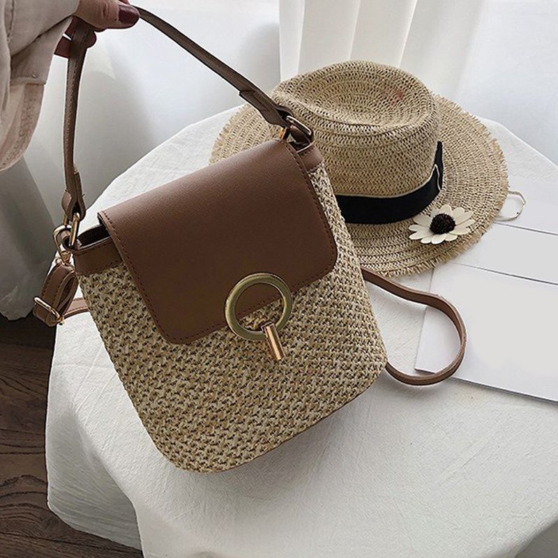 Kleine Stroh Eimer Taschen Frauen Sommer Umhängetaschen Dame Reise Geldbörsen Und Handtaschen Weibliche Schulter_voghion.com